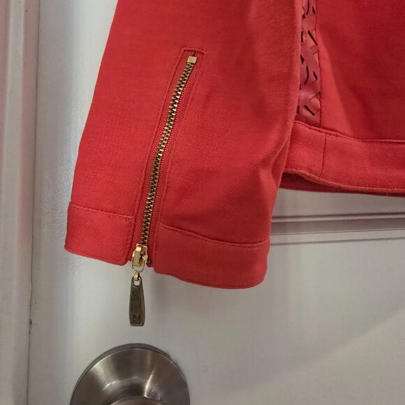 Peter Nygard Coral Red Leatherwork Jacket Blazer - Picture 15 of 15